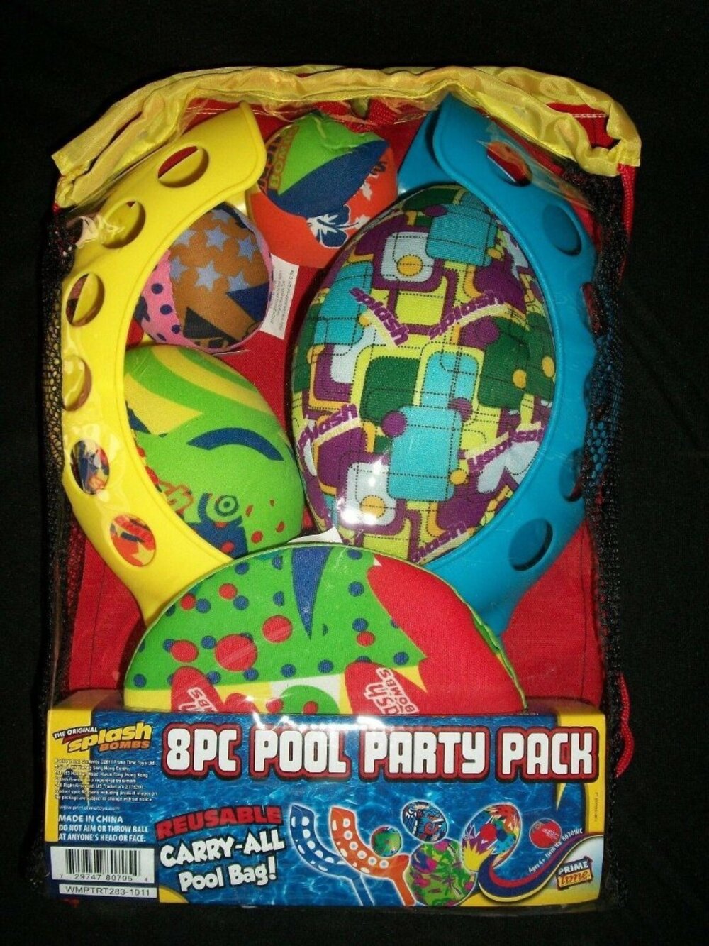 Splash Bombs 8 Pool Jai Alai Football Fling Disc Party Pack Games Toys Bag Swim